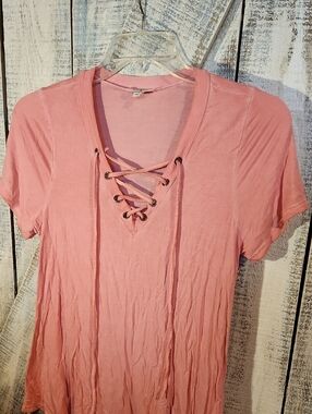 UMGEE  M Rose Color Long Swing Tee Summer Vacay Girlie Festival